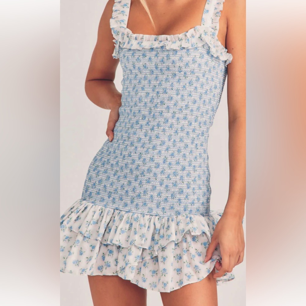 LoveShackFancy Breyer Dress - Powder Blue - Size L - NWT